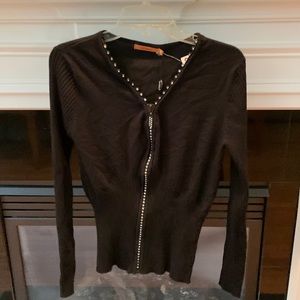 POS6000 Belldini Black Rhinestone Bling Long Sleeve Knit Sweater